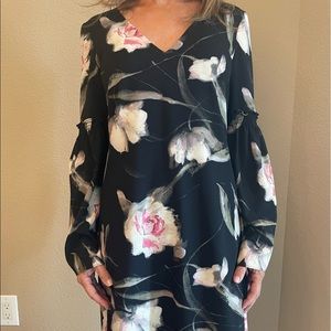 Black Floral Long Sleeve Dress - image 1